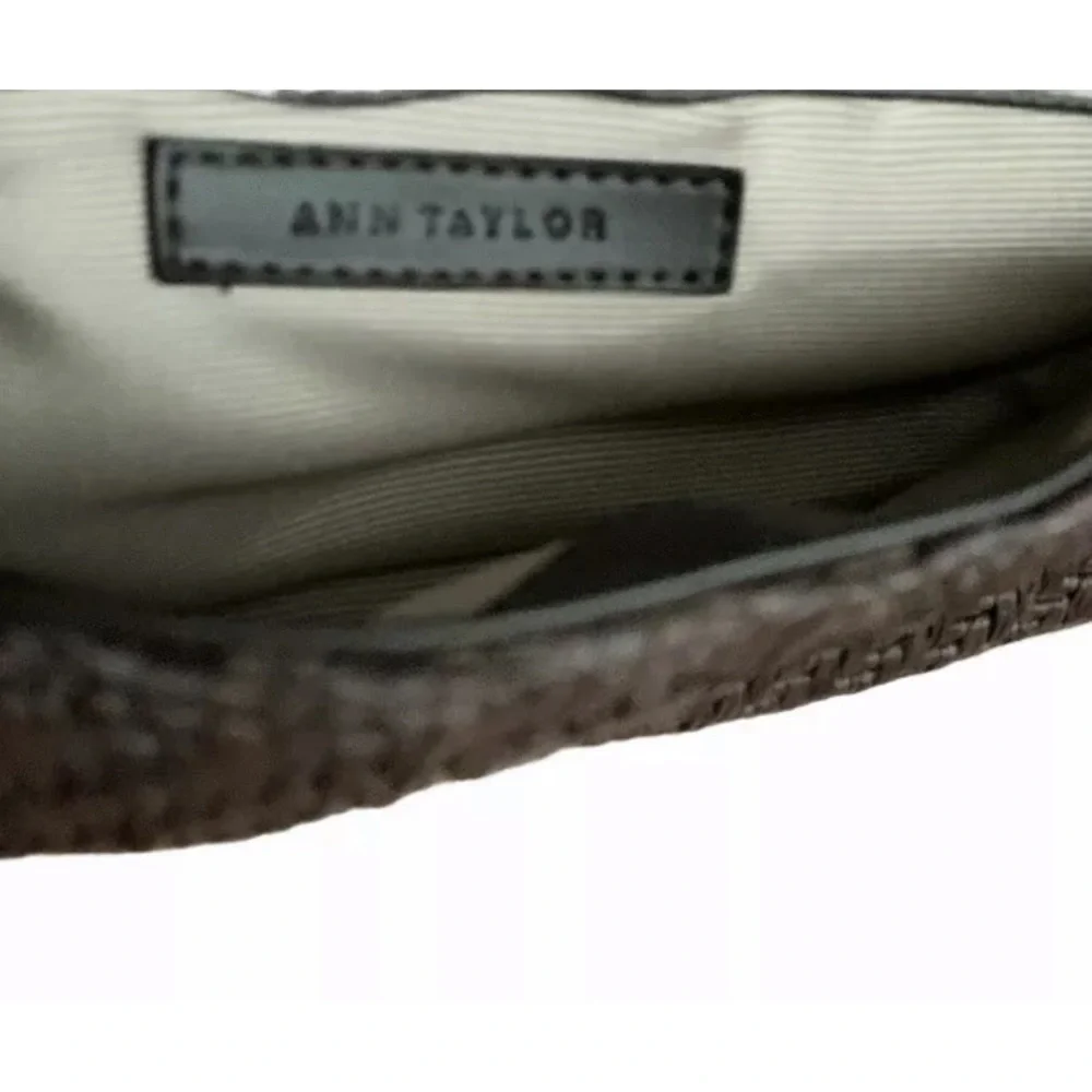 Ann Taylor Dark Brown Woven Wristlet Clutch